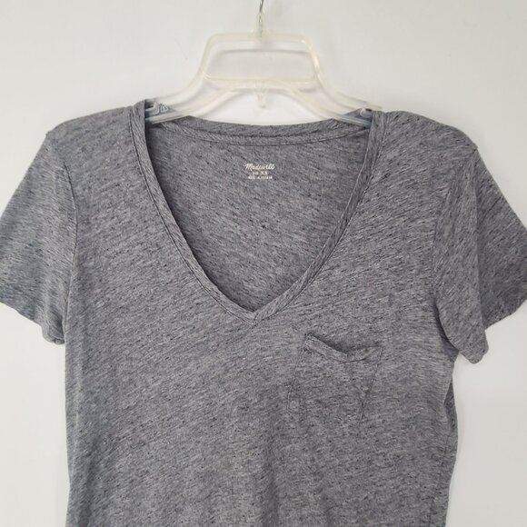 Madewell Women's Whisper Cotton V Neck Short Sleeve T Shirt Gray Size XS - Picture 3 of 6